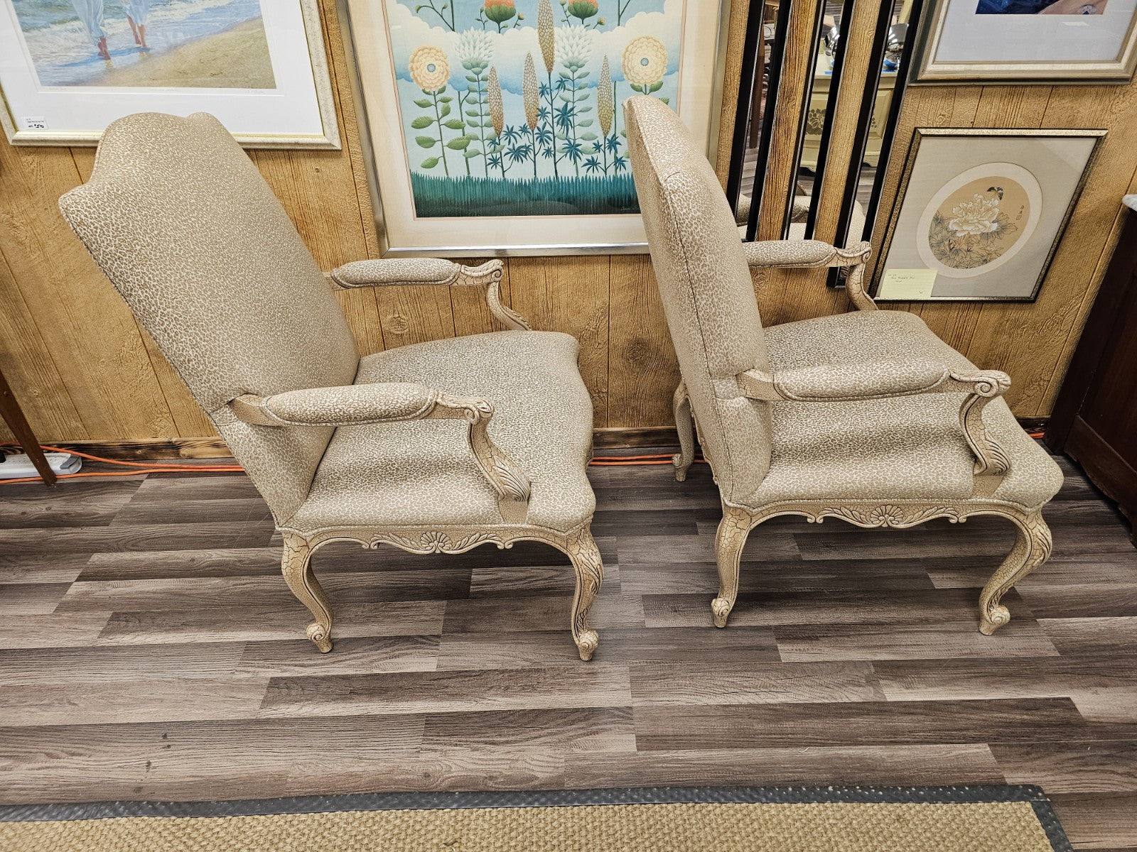 Drexel Heritage Louis XVI Style French Provincial Accent Arm Chair Pair