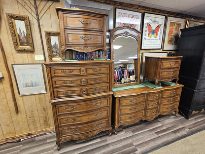 Thomasville French Provincial Style Bedroom Set Highboy & Long Dressers