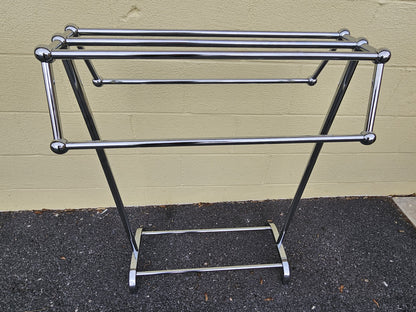 Vtg MCM Style Polished Chrome Freestanding Quilt Towel Racks (3)
